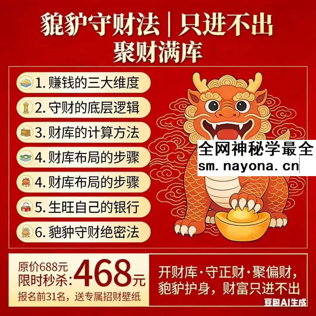 司天喜《貔貅守财法》视频+文档