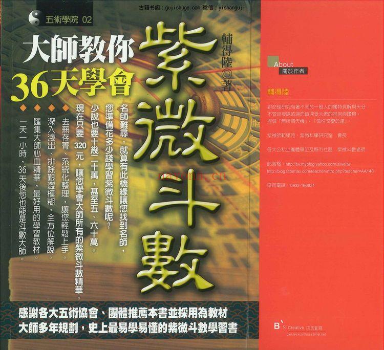 《大师教你36天学会紫微斗数 辅得陆着290P电子书》PDF电子书（290页）