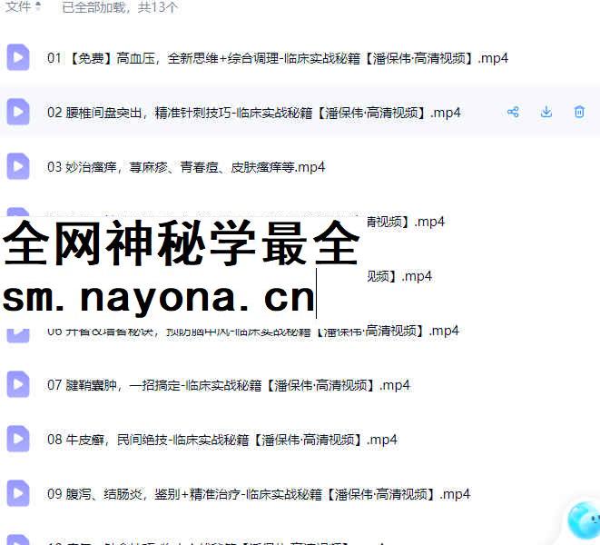 2604113  2020年潘保伟第三季临床实战秘诀3高清视频13集合集 医弘馆_国学术教程 学术资源网