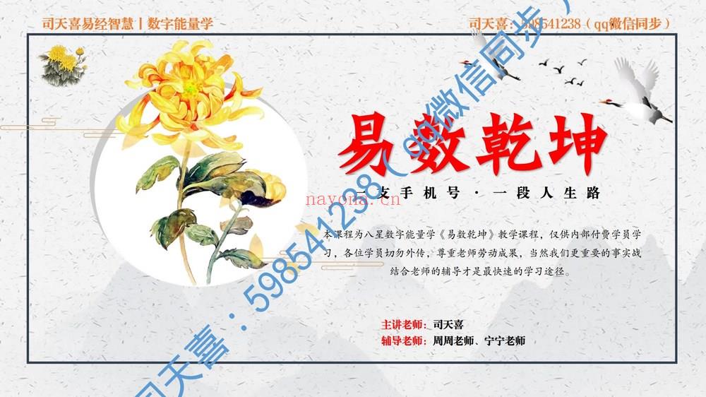 司天喜《易数乾坤》视频47集+课件 