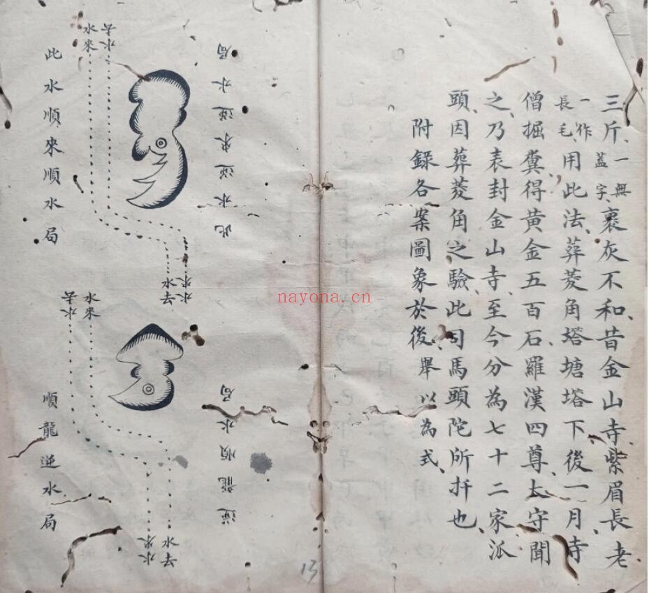 风水古籍《金陵宗禅林二十八代孙泐长老口授地理心诀》曾落成真传 88页双页版（有虫蛀） 国学古籍 第3张
