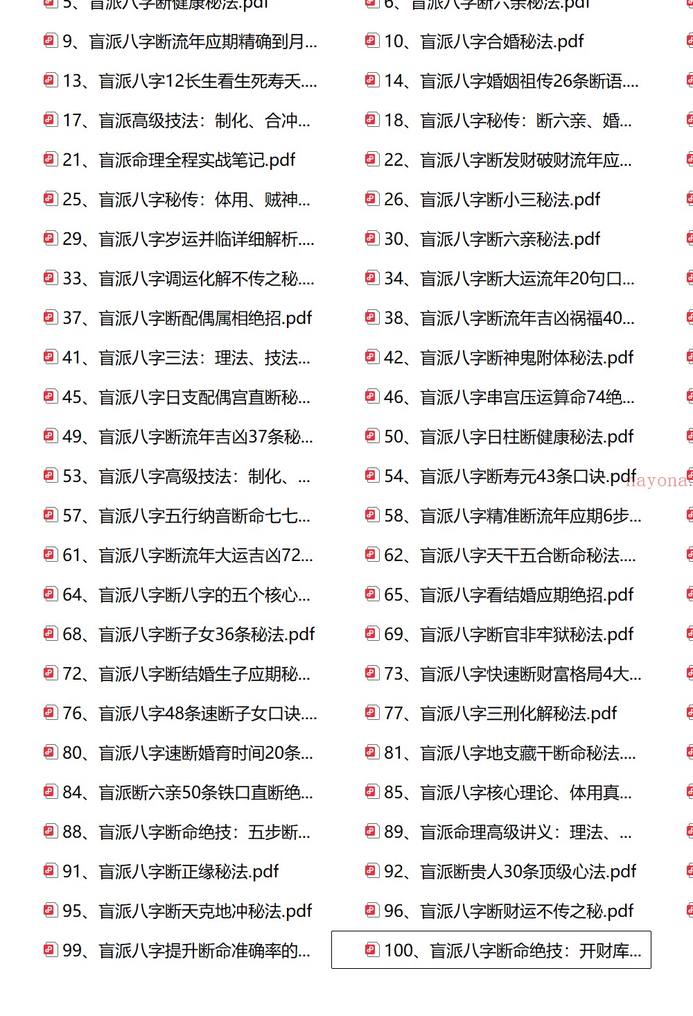 盲派八字断命绝技100套秘诀1400多页电子版 ：