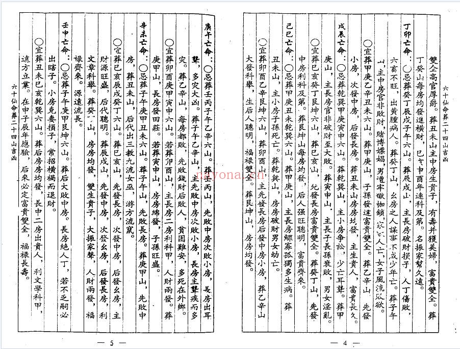 杨救贫六十仙命葬二十四山吉山28页PDF 阴宅择吉
