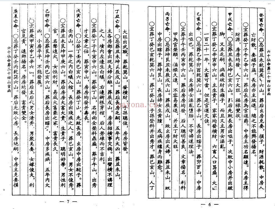 杨救贫六十仙命葬二十四山吉山28页PDF 阴宅择吉