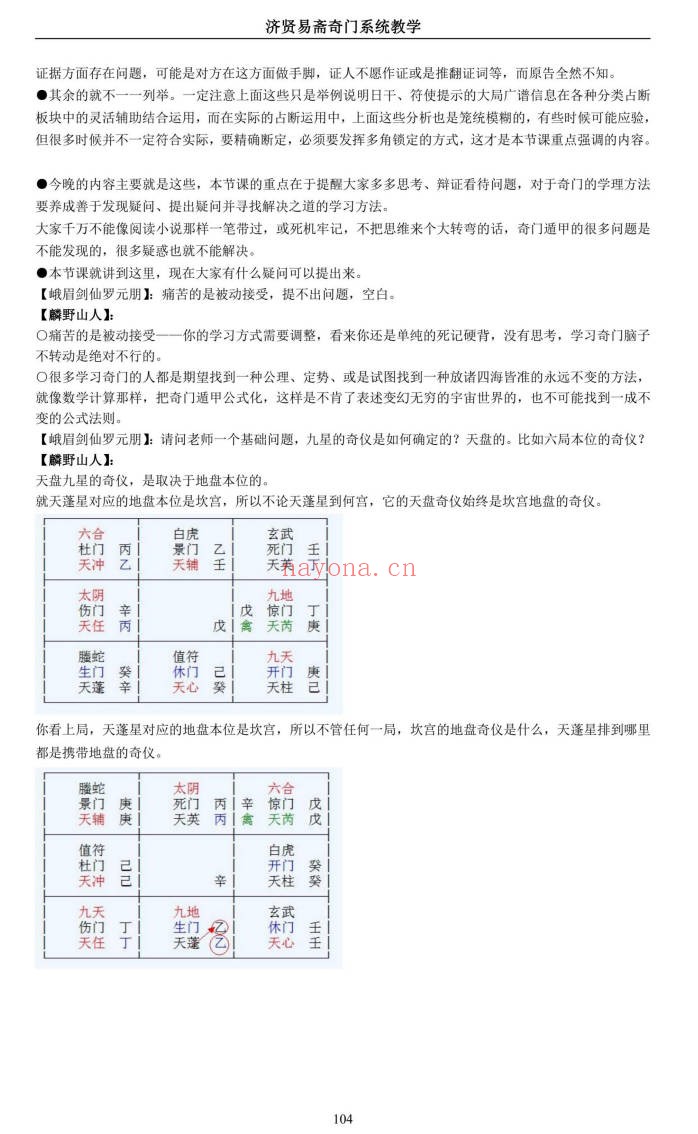 济贤易斋奇门系统教学高级班讲义379页PDF