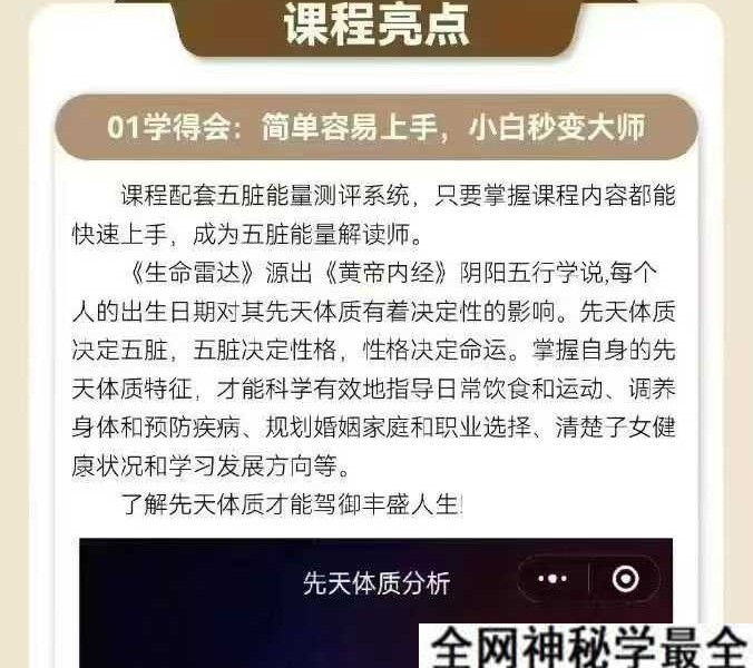 五行能量解读师实操班20集视频课程（身心全息 财富落地课程）
