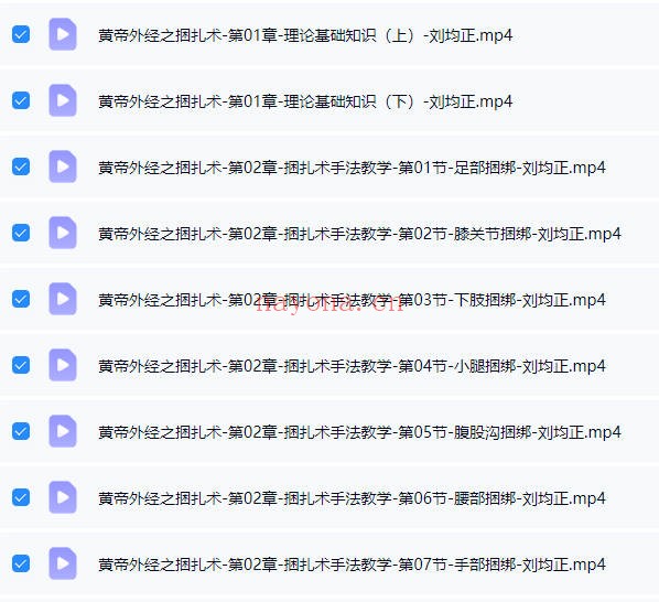 刘均正《黄帝外经之捆扎术手法 线上课》视频课35集 - 世有网-专业国学易学古籍资源库
