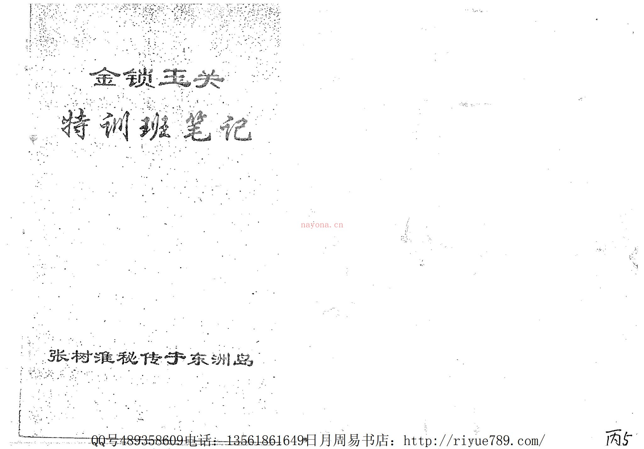 《张树淮金锁玉关特训笔记》PDF电子书（30页）