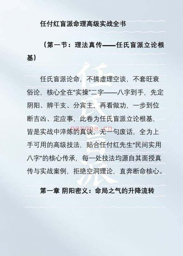 壬付红任氏盲派高级实战顶级盲派最新出炉320页PDF