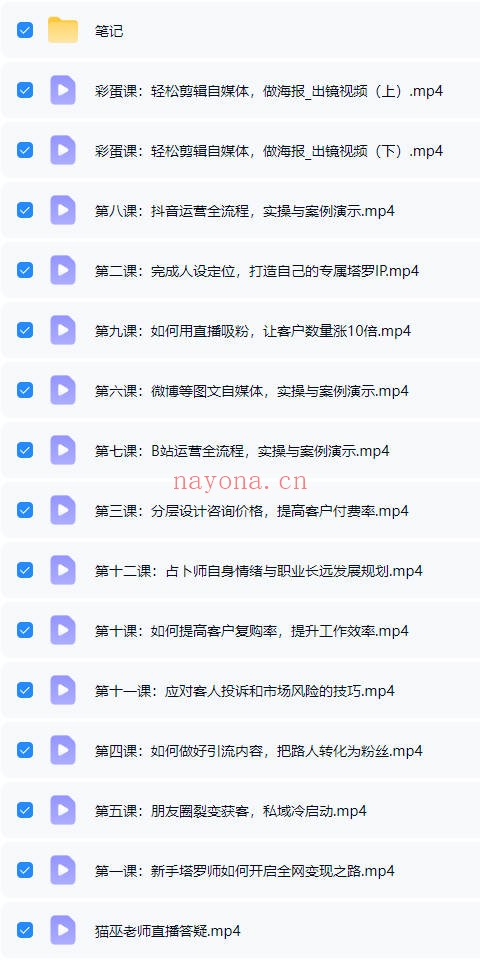 猫巫塔罗变现课程15集视频+讲义 塔罗教程