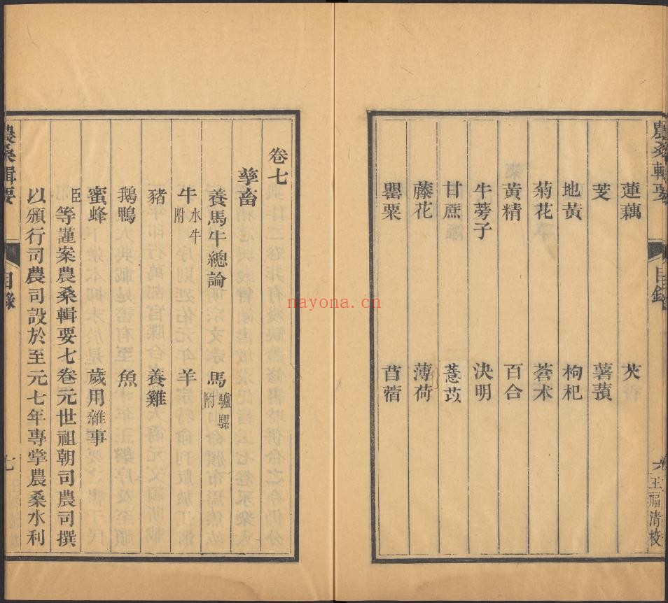 农桑辑要.七卷.元.元时官撰.清乾隆时期武英殿活字印本pdf