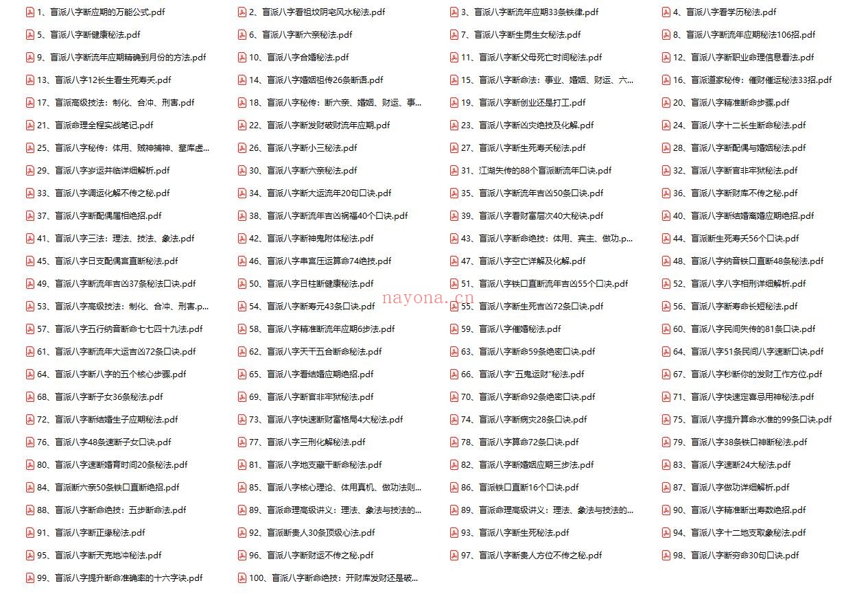 《盲派八字断命绝技100套秘诀》共100个PDF 八字命理 第1张