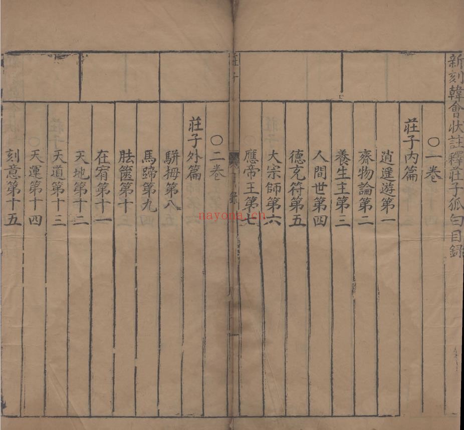 新刻韩会状注释庄子南华真经狐白.四卷