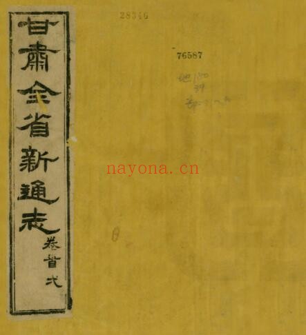 甘肃新通志(清光绪版)升允 任长庚修 总纂丁禧翰PDF电子版网盘下载