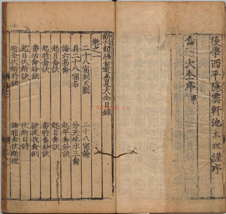 新刊禽遁大全.4卷.附补全.演禽.明池本理着.明弘治09年进贤书舍刊本