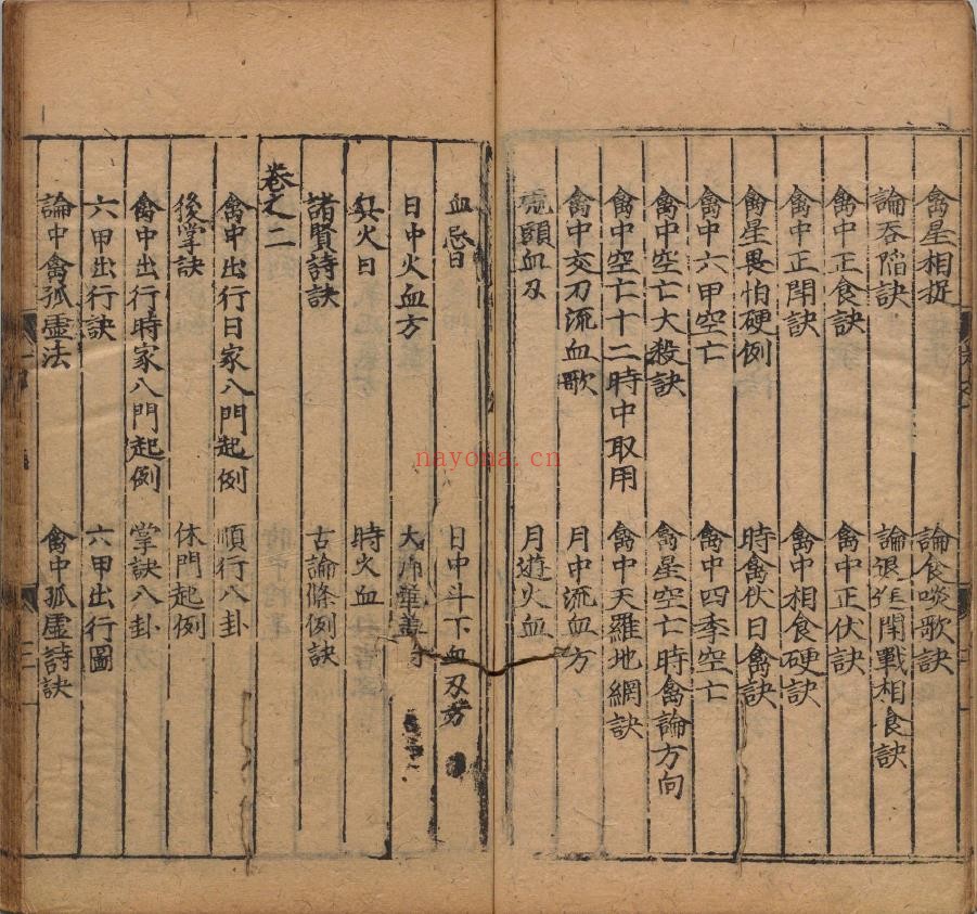 新刊禽遁大全.4卷.附补全.演禽.明池本理着.明弘治09年进贤书舍刊本