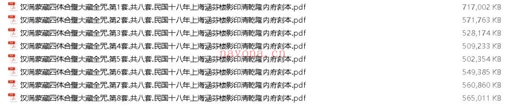汉满蒙藏四体合璧大藏全咒.八套pdf