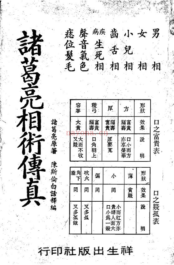 诸葛亮相术传真pdf