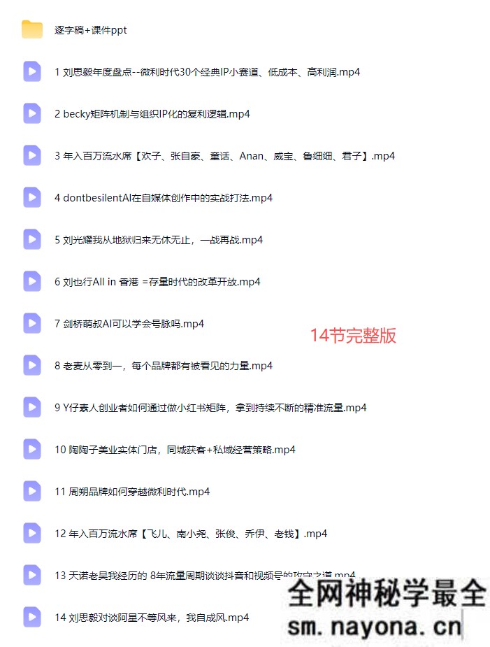 群响陈晶天诺老吴-2025ip嘉年华万人12月14日深圳线下课14节完整
