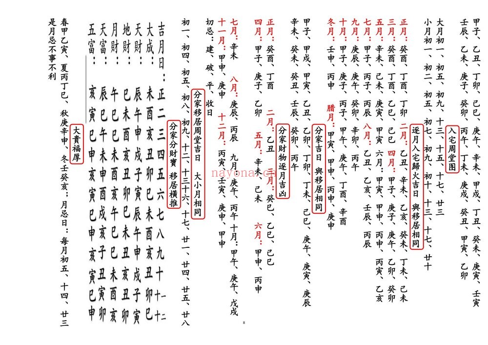 《择日通书打印版》PDF电子书（55页）