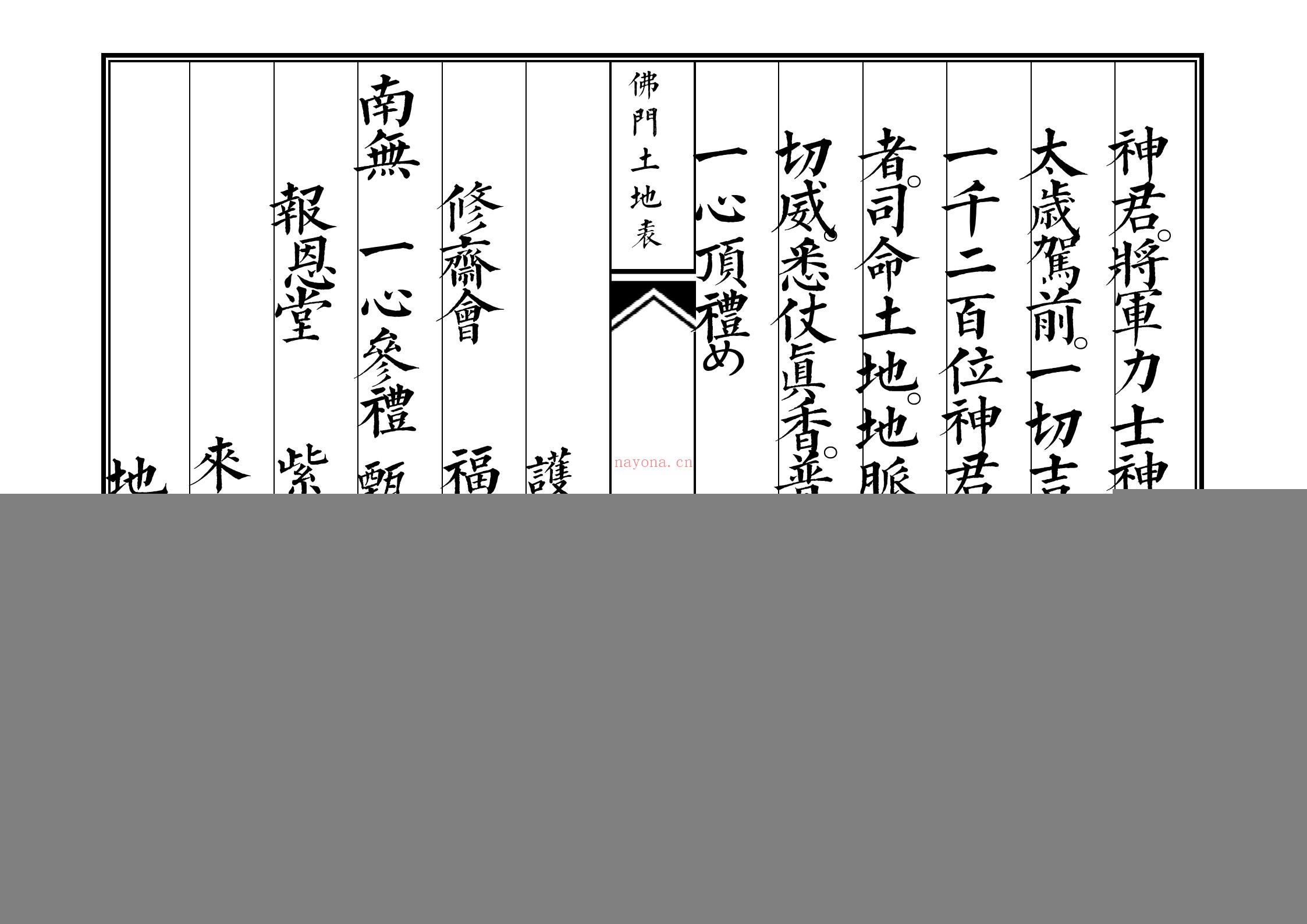 佛门土地表