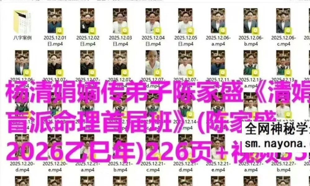 杨清娟弟子 陈家盛《乙巳年马到成功清娟命理》55集视频+案例