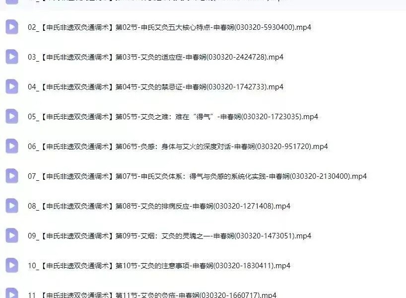 申春娴 申氏非遗双灸通调术线上课63集