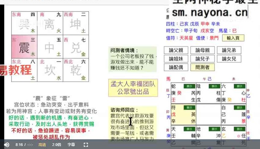 孟浩奇门遁甲工作事业局与财局理论学习班 视频8集