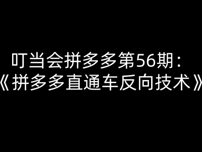 叮当会拼多多第56期:拼多多直通车反向技术-叮当会拼多多教程