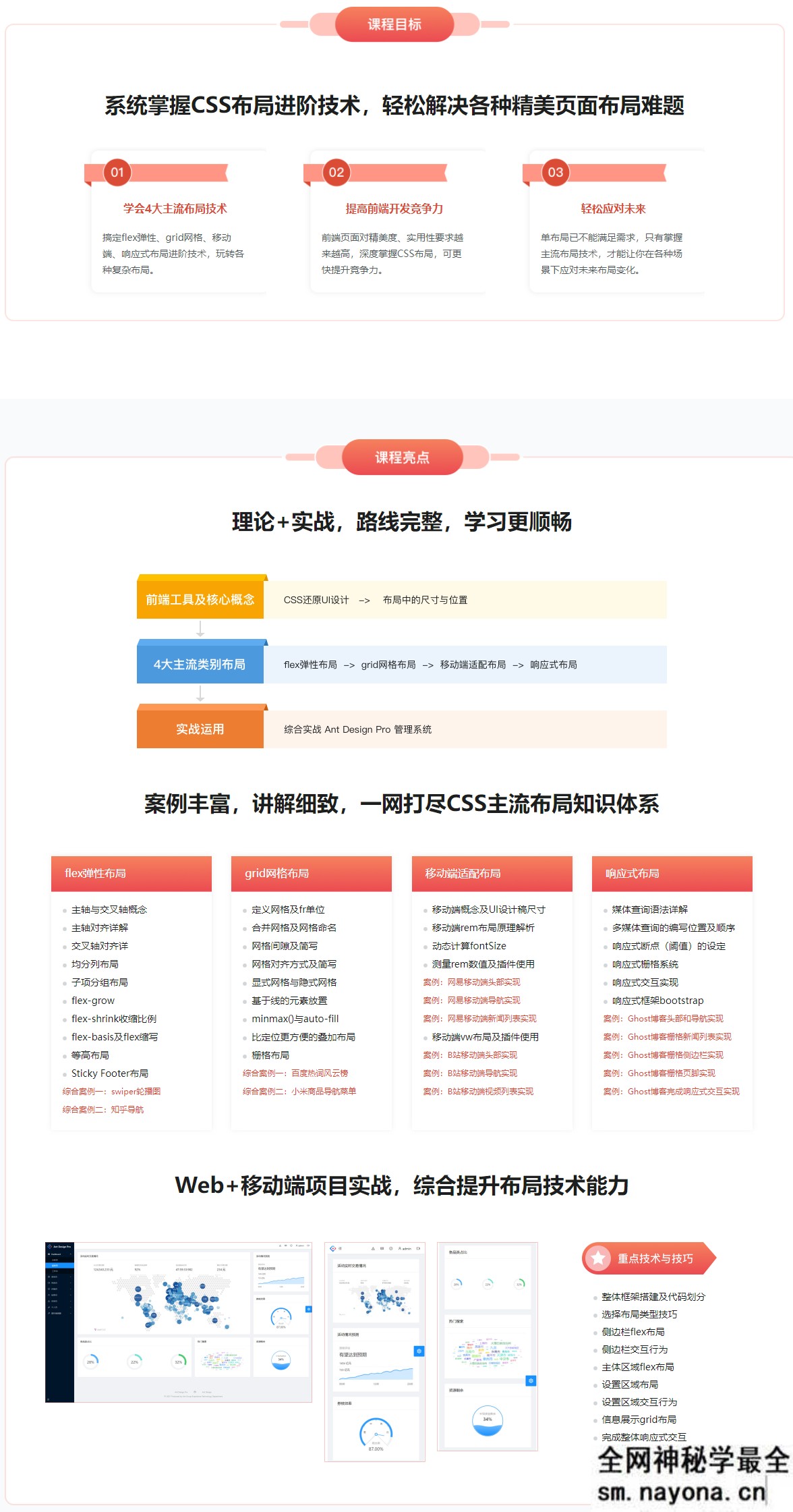 [web前端开发] 前端主流布局系统进阶与实战完整视频教程：一课搞定4大主流布局
