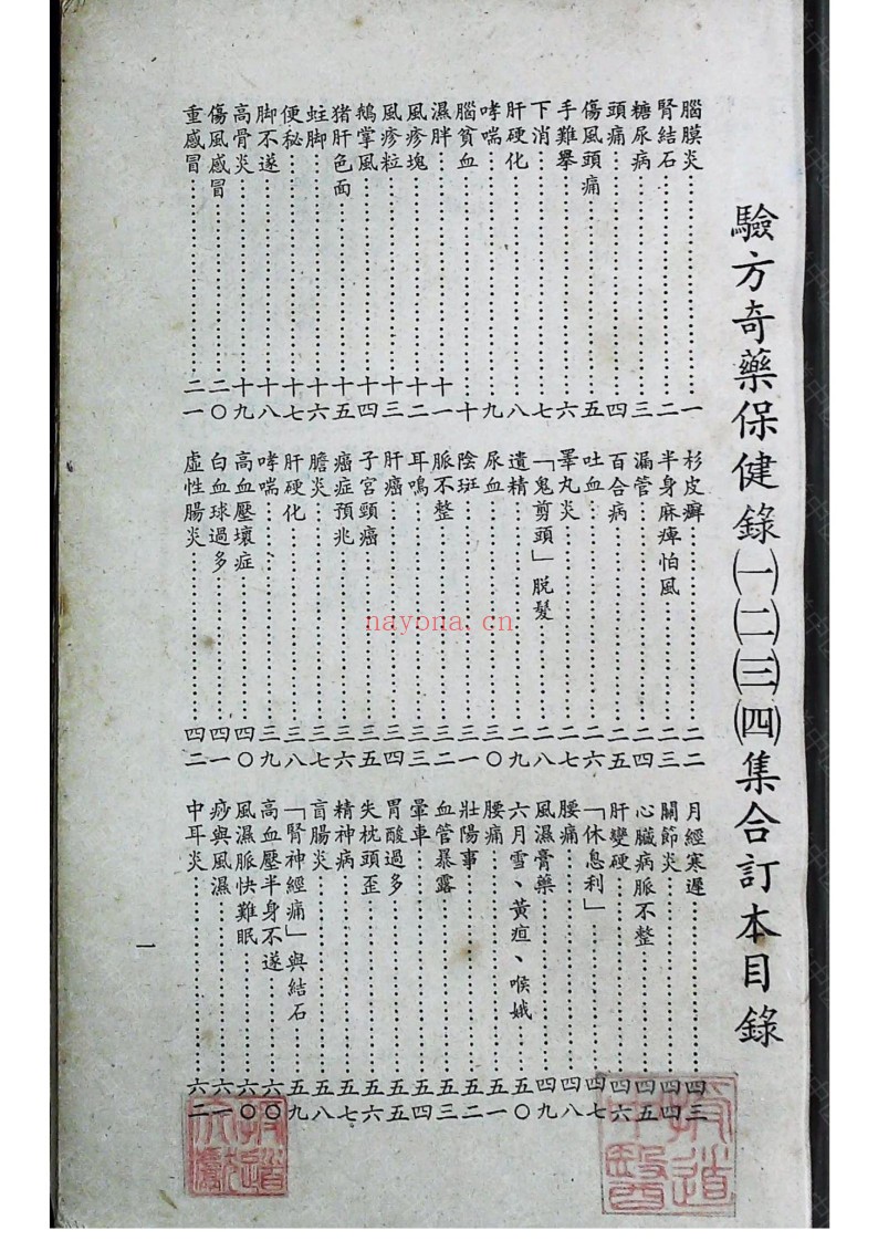《验方奇药保健录》一二三四集合订本
