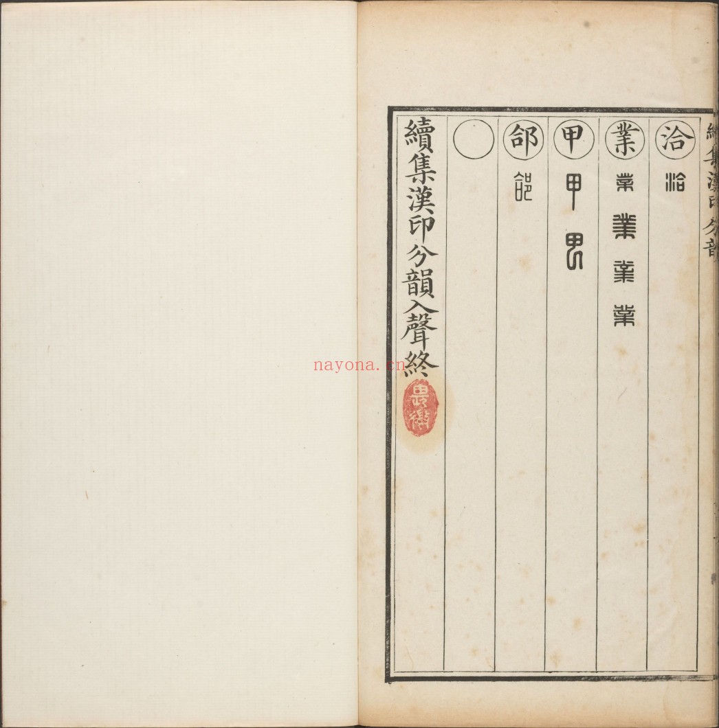 选集汉印分韵.二卷.续集二卷.清.袁日省撰.谢景卿续集.清嘉庆二年.八年漱艺堂刊本