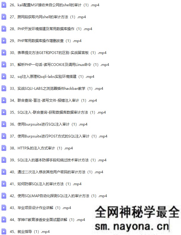 【测试运维】某神-Kali零基础Web 安全渗透工程师实战就业班|2021年|完结无秘