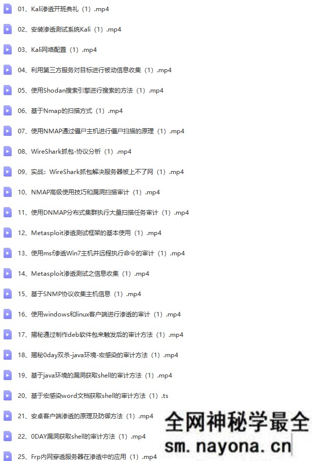 【测试运维】某神-Kali零基础Web 安全渗透工程师实战就业班|2021年|完结无秘