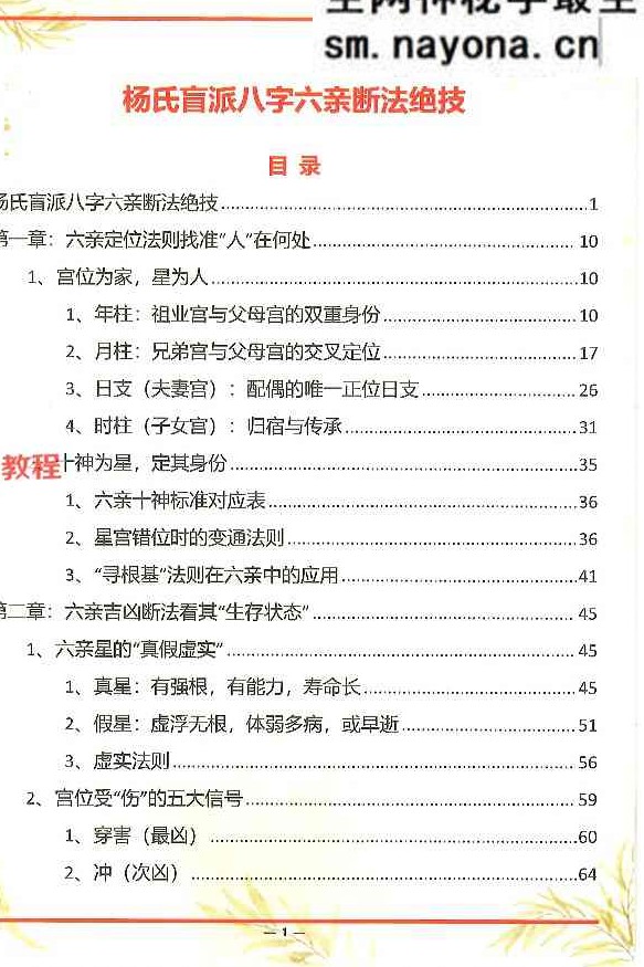 杨氏盲派八字六亲断法绝技.pdf 261页