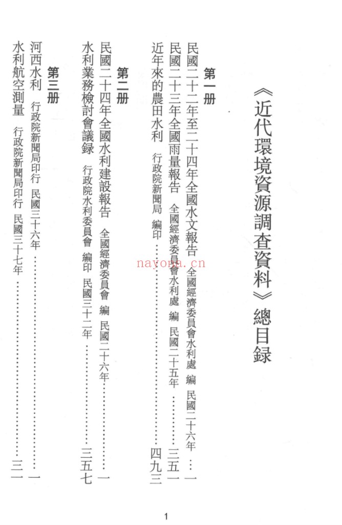 近代环境资源调查资料(全21册)PDF电子版 百度网盘