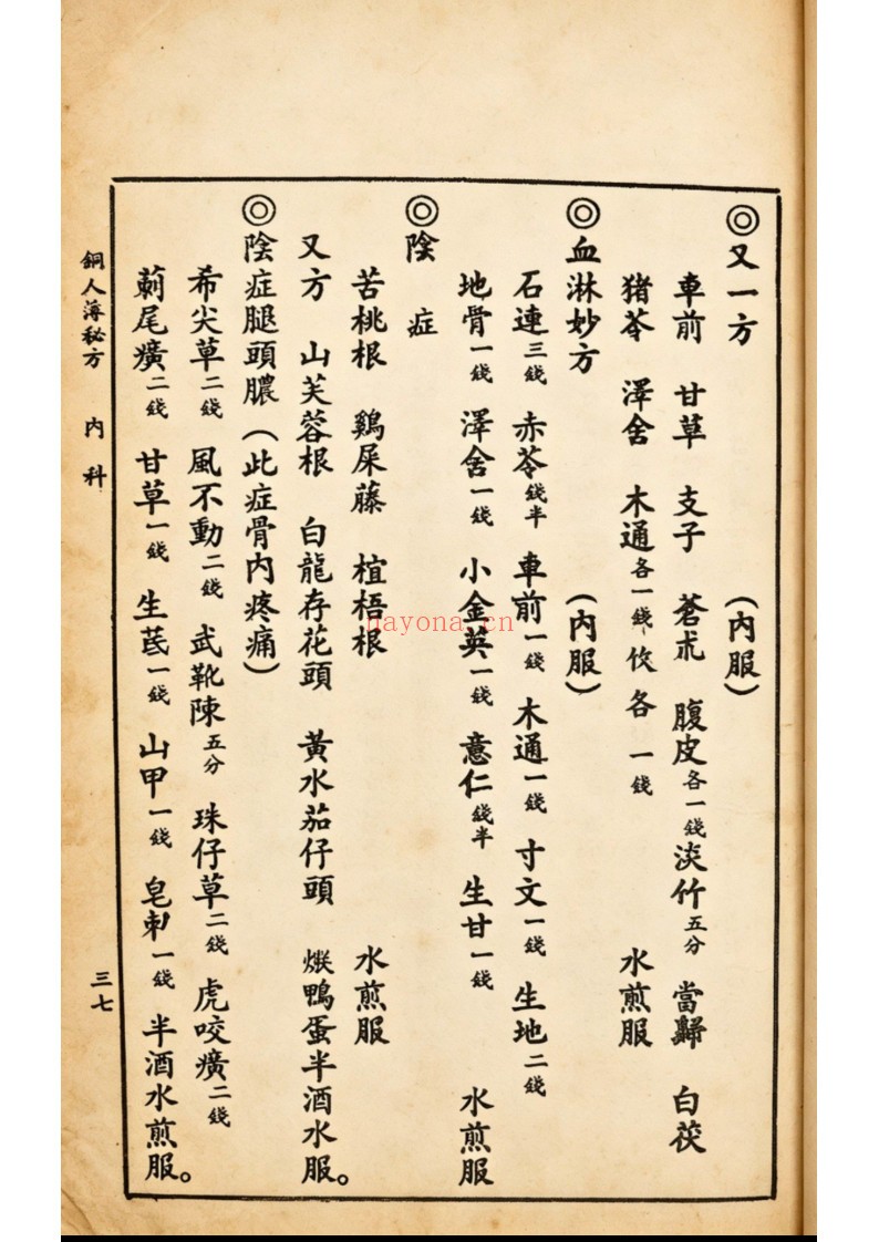 铜人簿秘方