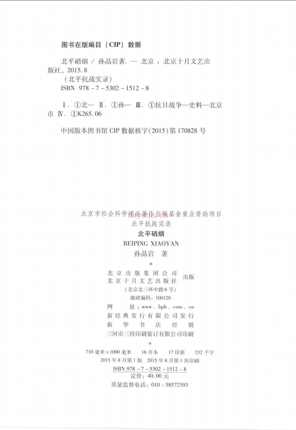 北平抗战实录丛书