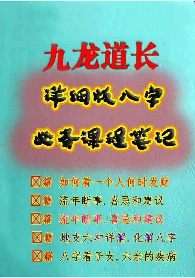 《九龙道长详细版八字必备课程笔记》PDF电子书（197页）