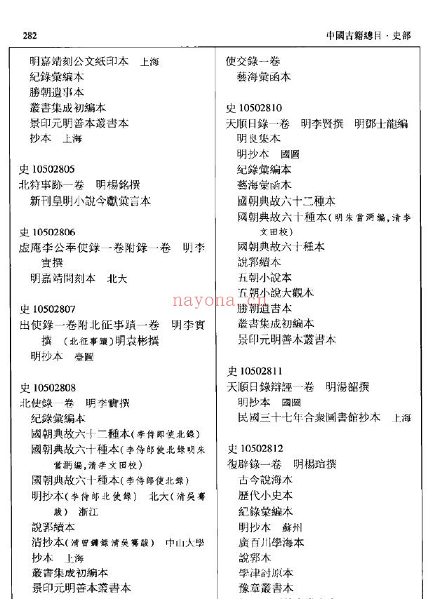 中国古籍总目(丛书部,史部)