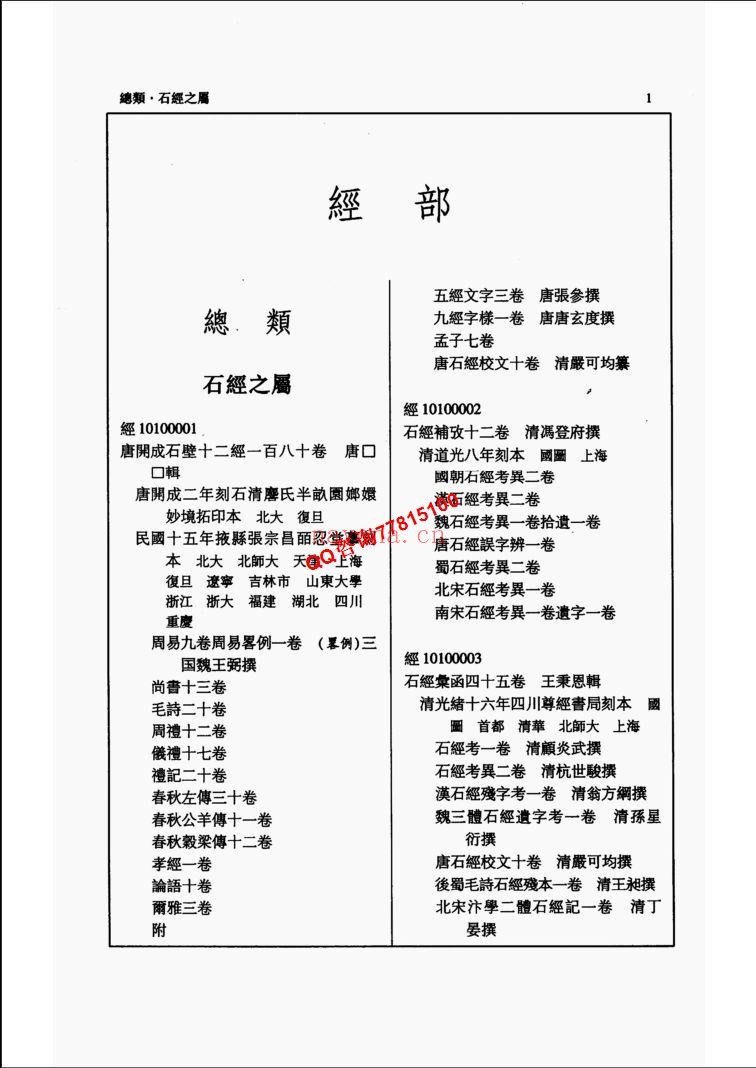 中国古籍总目（经部，子部,集部）