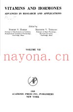 VITAMINS AND HORMONES：ADVANCES IN RESEARCH AND APPLICATIONS  VOLUME 7