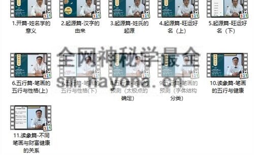D119奕君姓名学–汉字识人术视频11集