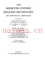 THE SHORTER OXFORD ENGLISH DICTIONARY ON HISTORICAL PRINCIPLES  THIRD EDITION