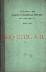 PROCEEDINGS OF THE FOURTH INTERNATIONAL CONGRESS OF BIOCHEMISTRY VOLUME Ⅶ