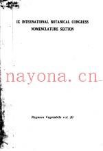 IX INTERNATIONAL BOTANICAL CONGRESS NOMENCLATURE SECTION