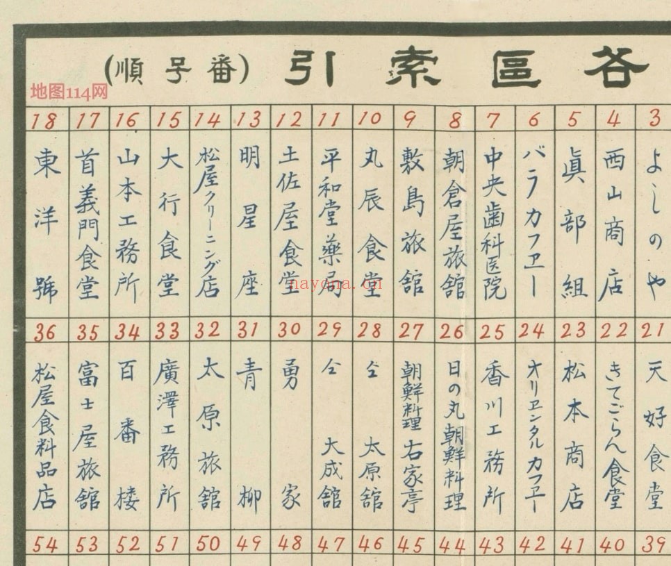 1938年太原日本人营业别案内图