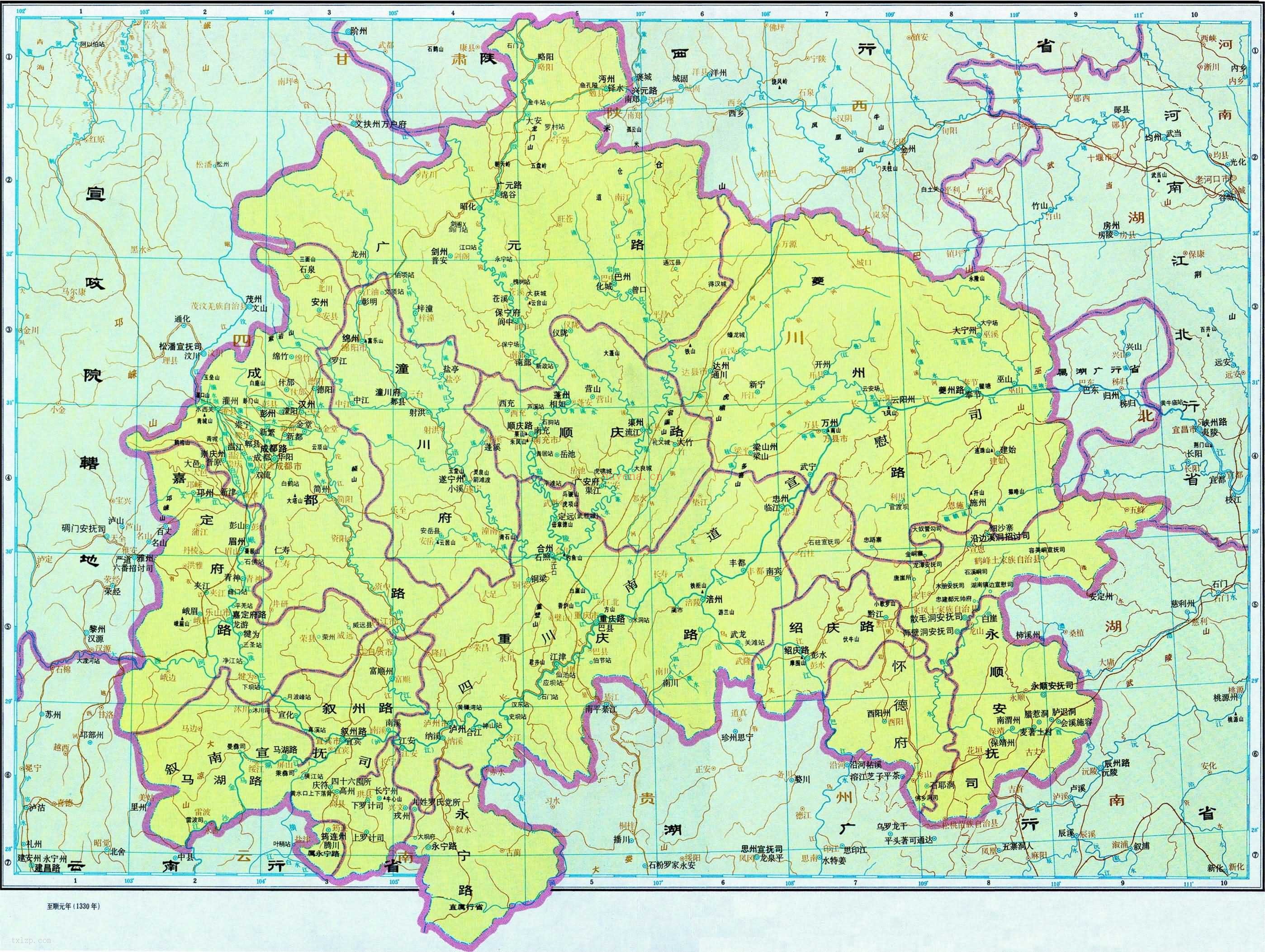 元代 四川行省地图