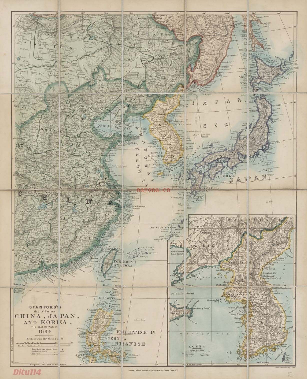 1894年斯坦福英文版中日韩地图