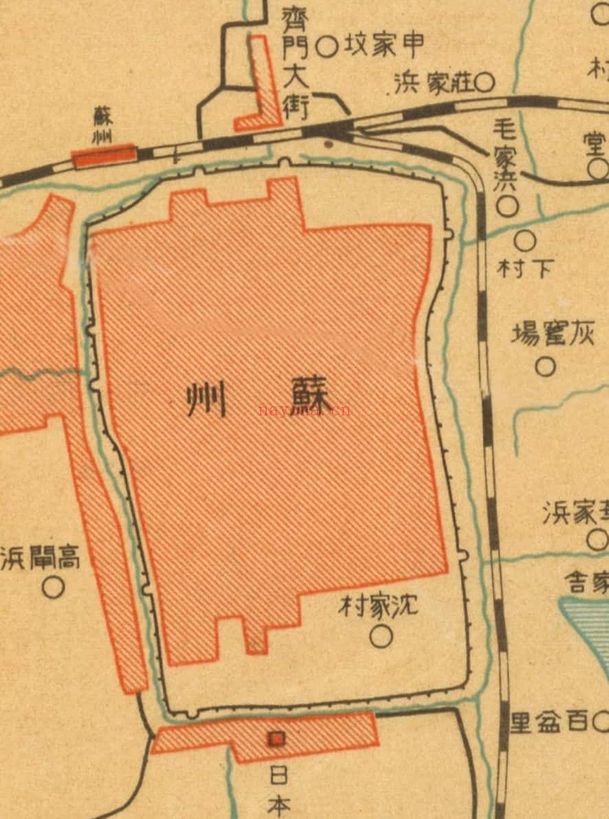 1937年日绘上海苏州近傍图